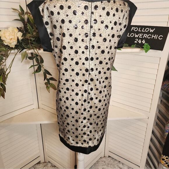 Ali Ra Womens Silk Sequined Geometric Pattern Short Shift Dress Size 4 - Picture 6 of 8